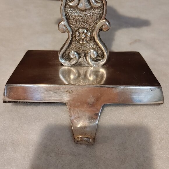 Ornate Silver Cross Floral Swirl Red Jewel Christmas Stocking Hanger - Picture 3 of 6